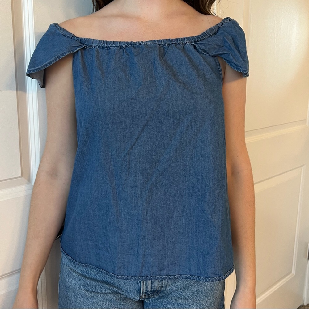 J. Crew Chambray Off The Shoulder Top